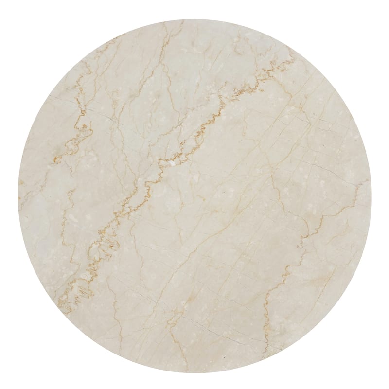 Kali Coffee Table 27" Natural Round Marble Tabletop Dark Brown Mango Wood Sculptural Base