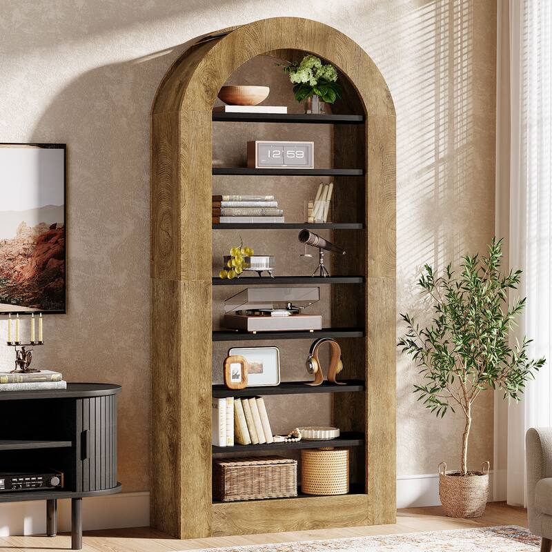 8-tier Arched Bookshelf, 70.9" Tall Bookcase with Storage