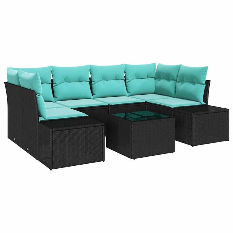 vidaXL 7 Piece Garden Sofa Set with Cushions - 92.1×60.6×27.2