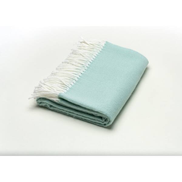 HomeRoots Green Woven Acrylic Herringbone Plush Reversable Throw Bed