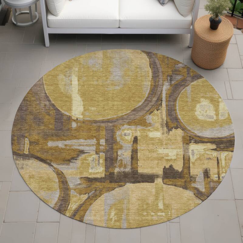 Machine Washable Indoor/ Outdoor Modern Erie Chantille Rug - Walnut - 8' x 8'