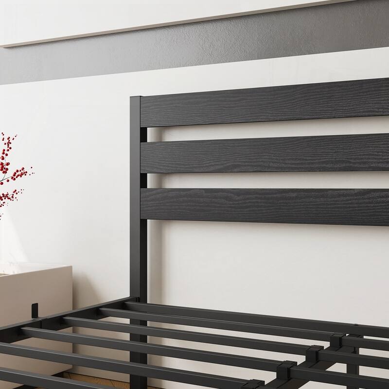 Platform Bed Frame with Wooden Headboard