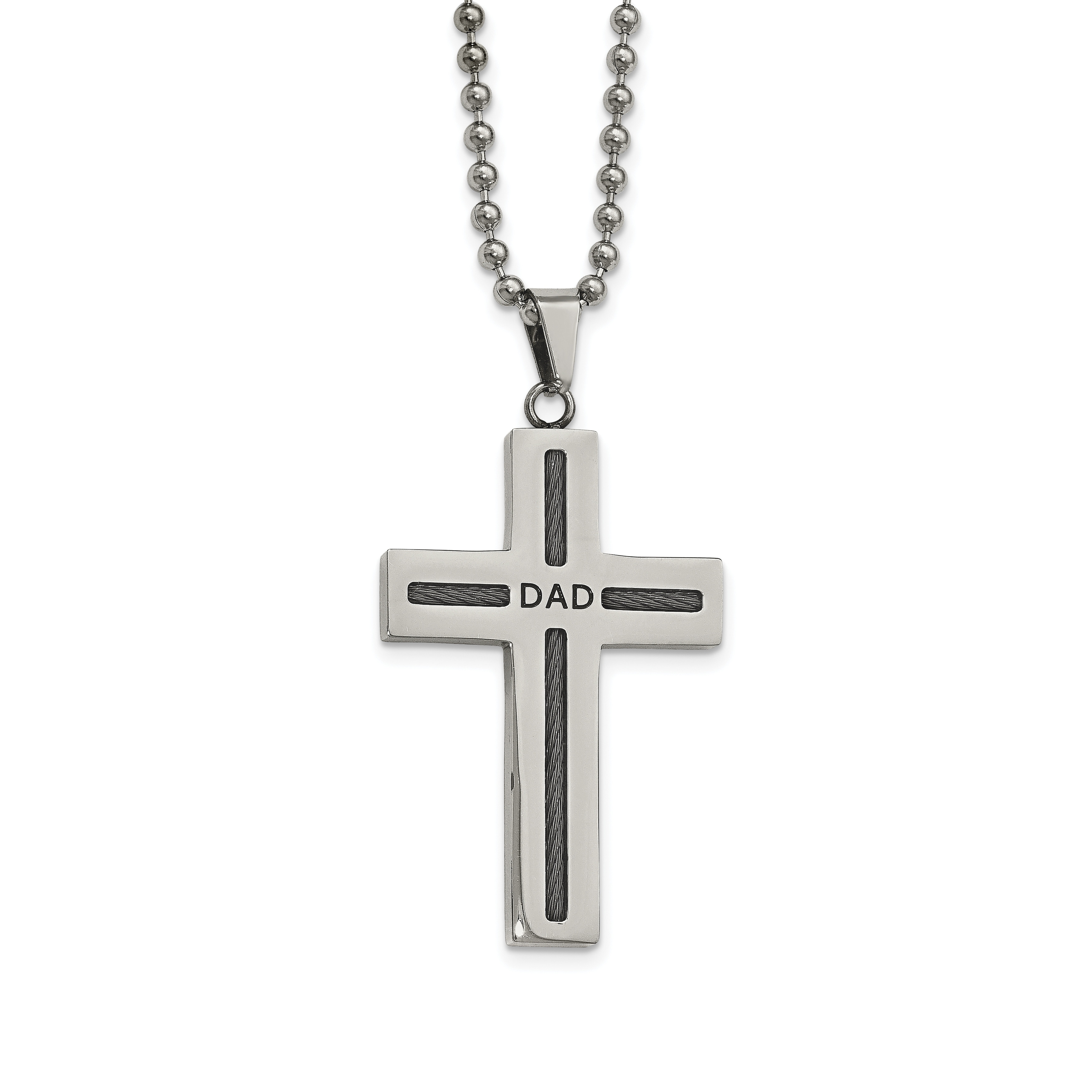 Stainless Steel Polished Black IP Plated Religious Faith Cross Necklace 22 Inch Jewelry Gifts for Women