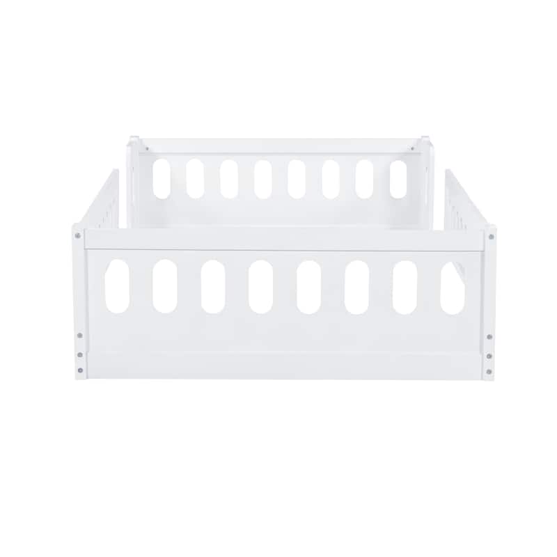 White Modern Twin Size Bed with Guardrail