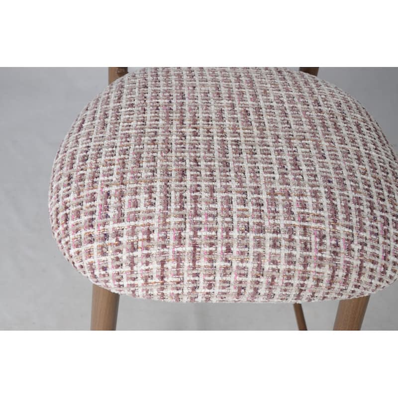 Set Of 2 Upholstered Counter Height Stools With Wood-look Metal Frame, Rolled Backrest, Woven Fabric - N/A