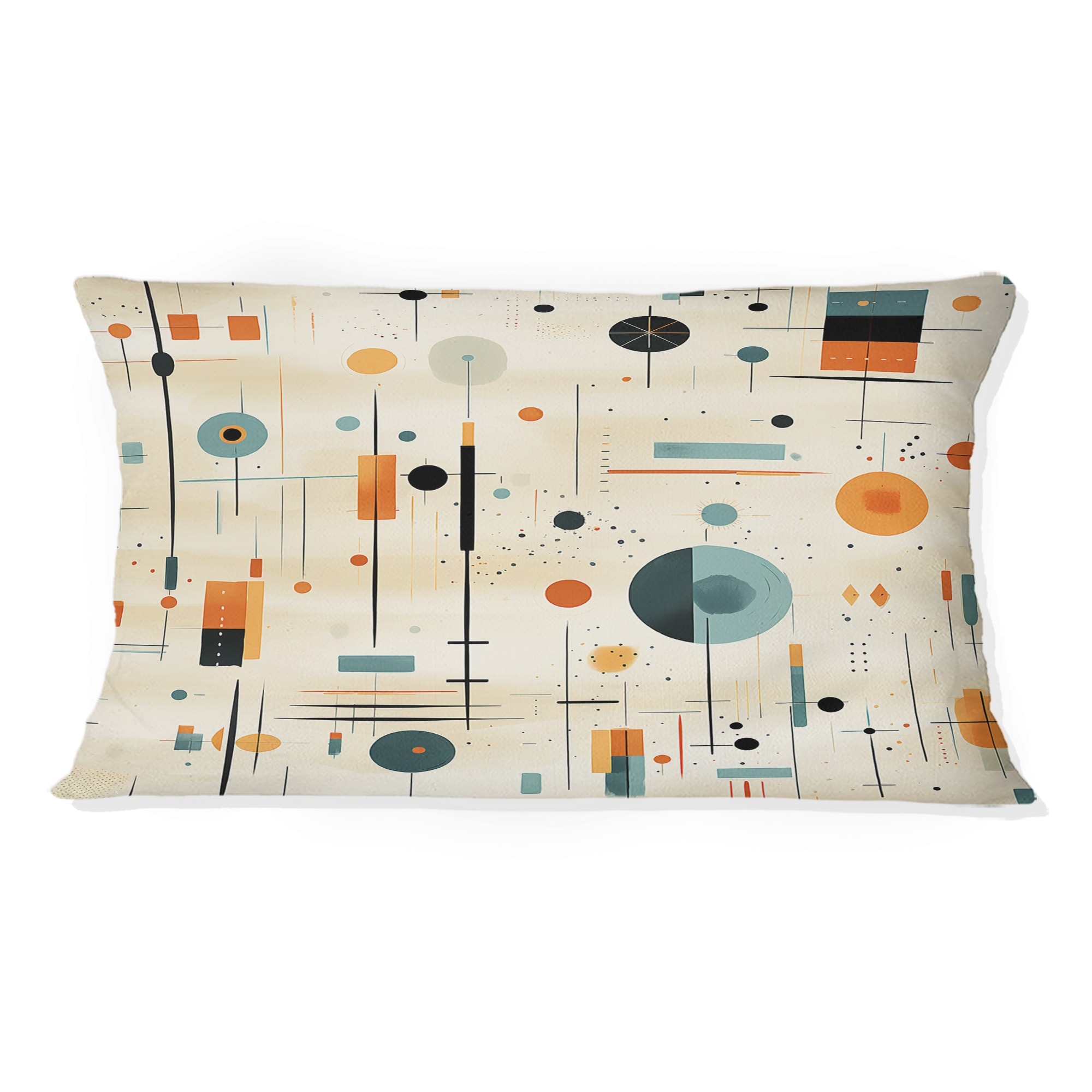 Teal and Orange Mid-Century Modern Geometric Pattern by Designart  -image