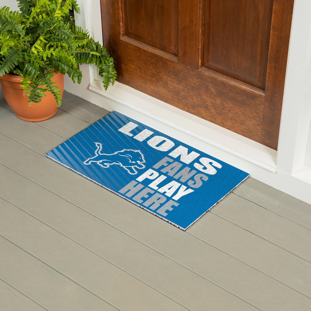 28 in. x 16 in. Detroit Lions "Fans Play Here" PVC Door Mat