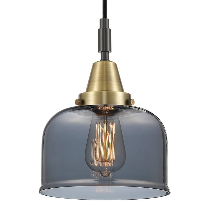 Innovations Lighting 447-1P-G73 Bell 8" Wide Mini Pendant with Light - Black Antique Brass