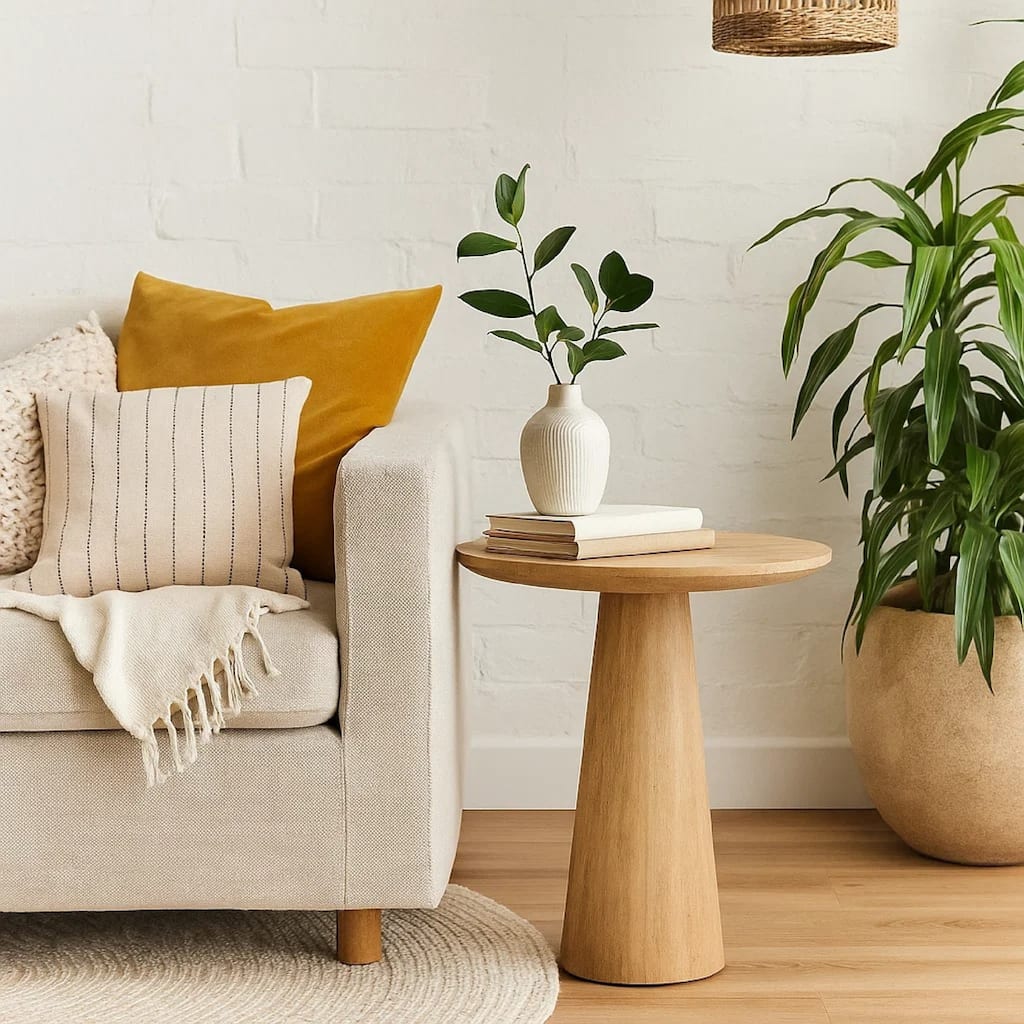 Cid Elma Breakfast Dinette Table, Beige Travertine Marble, Round 28 Inch