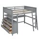 preview thumbnail 23 of 53, Full size Loft Bed with Drawers, Built-in Desk and Shelves, Espresso