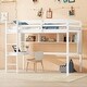 preview thumbnail 2 of 12, Twin Size Loft Bed Frame with Built-in Desk and Bookcase, Wooden Loft Bed with Guardrails and Ladder for Kids, Teens