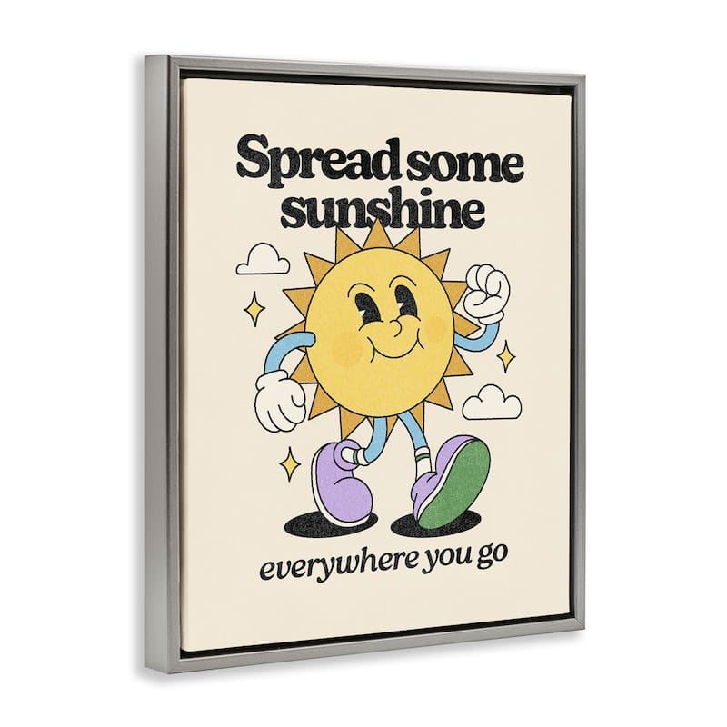 Stupell Retro Spread Some Sunshine Framed Floater Canvas Wall Art Design By Victoria Barnes