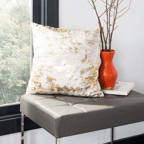SAFAVIEH Edmee Metallic Beige/ Gold 20-inch Decorative Pillow