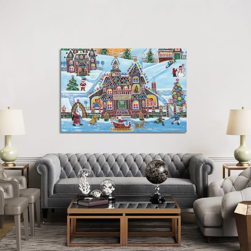 iCanvas "Christmas Gingerbread Inn and Cafe" by Cheryl Bartley Canvas Print