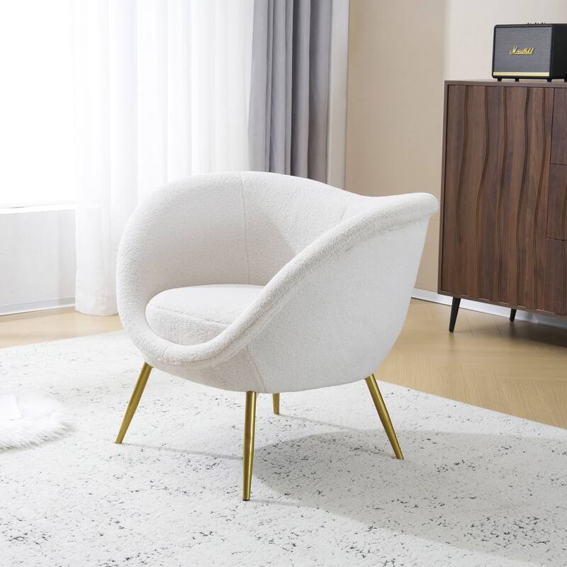 Christopher Knight Home - Eliana Modern Teddy Fabric Accent Chair with Curved Backrest and Gold Legs