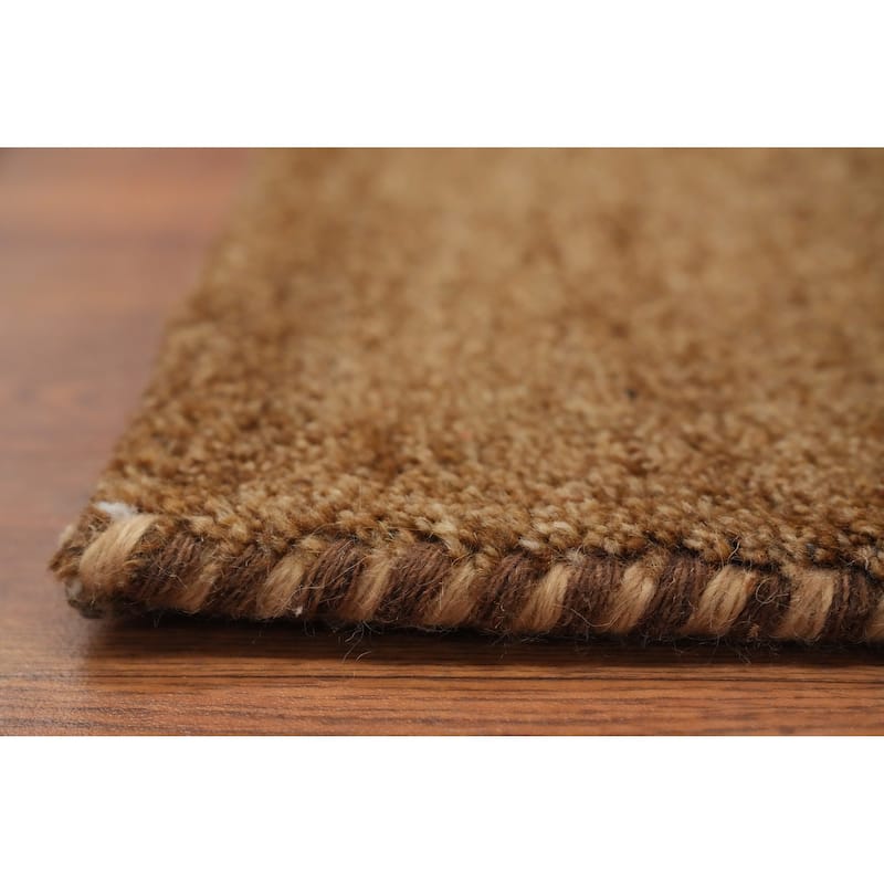 Hand Knotted Oriental 100% Wool Carpet Modern Geometric Beige & Ivories Gabbeh Area Rug - 11' 5'' X 8' 0''