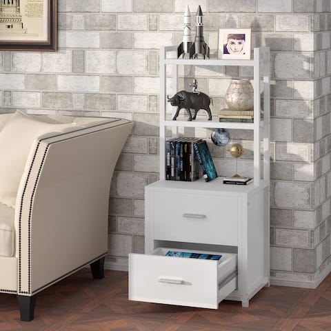 Nightstand with 2-Drawer and Open Shelf