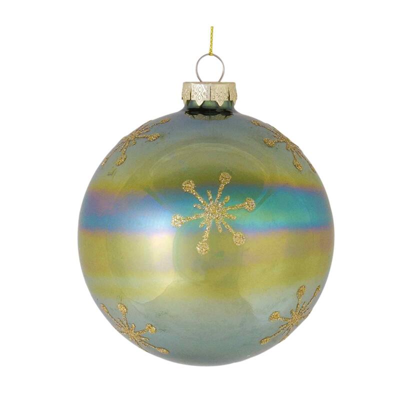 Pearl Snowflake Glass Christmas Ornaments 6" 150mm Multi-Color 6ct