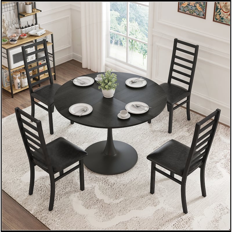 High Back Armless Metal Dining Chairs Set