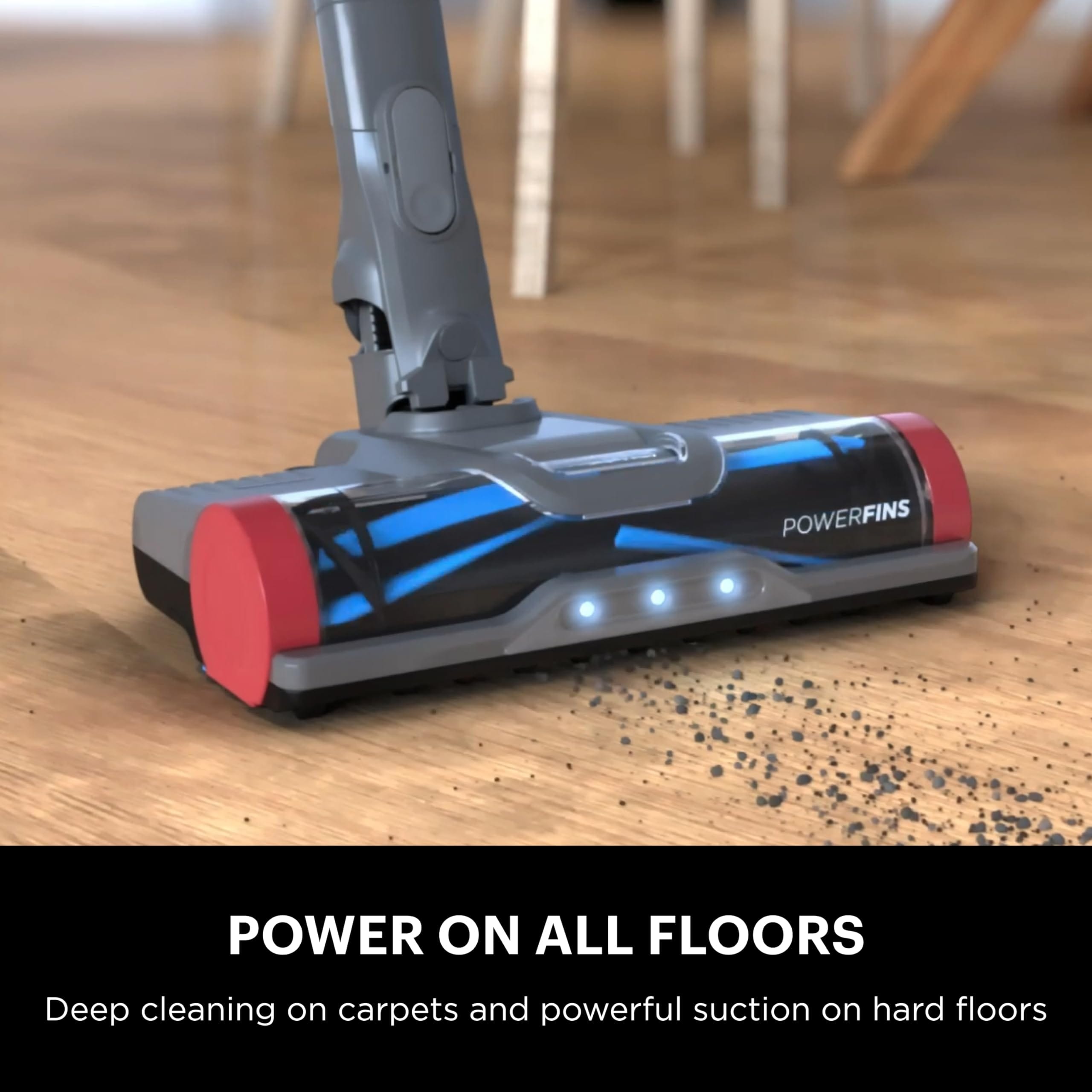 Anti Allergen Cordless Stick Vacuum with Self Cleaning Brushroll PowerFins Removable Handheld Tools 40 min runtime Red Bed Bath Beyond 39910711