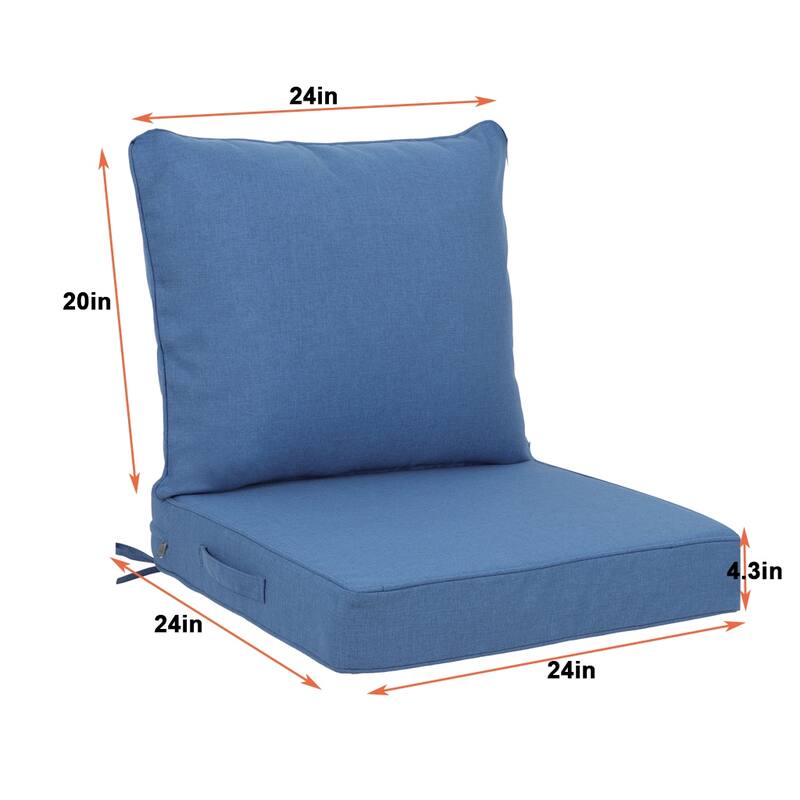 24x24 Inch Outdoor Deep Seat Cushion Set-Waterproof Fade-Resistant Patio With Removable Covers,Adjustable Straps & Handles