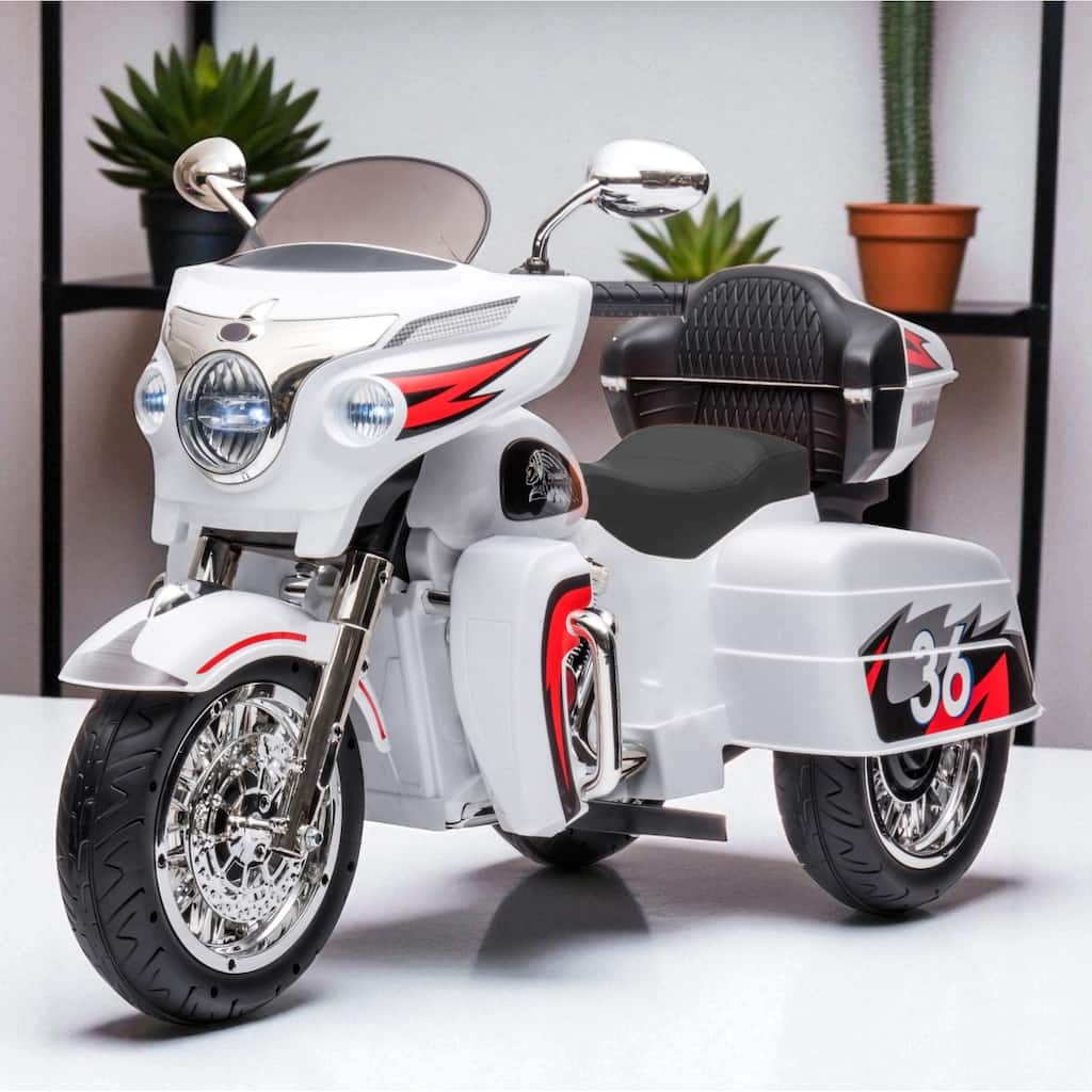 12V Kids Ride-On Motorcycle with 2 Seats, Key Start, Headlight, Music, Storage Trunk, 3 Wheels, MP3 & USB