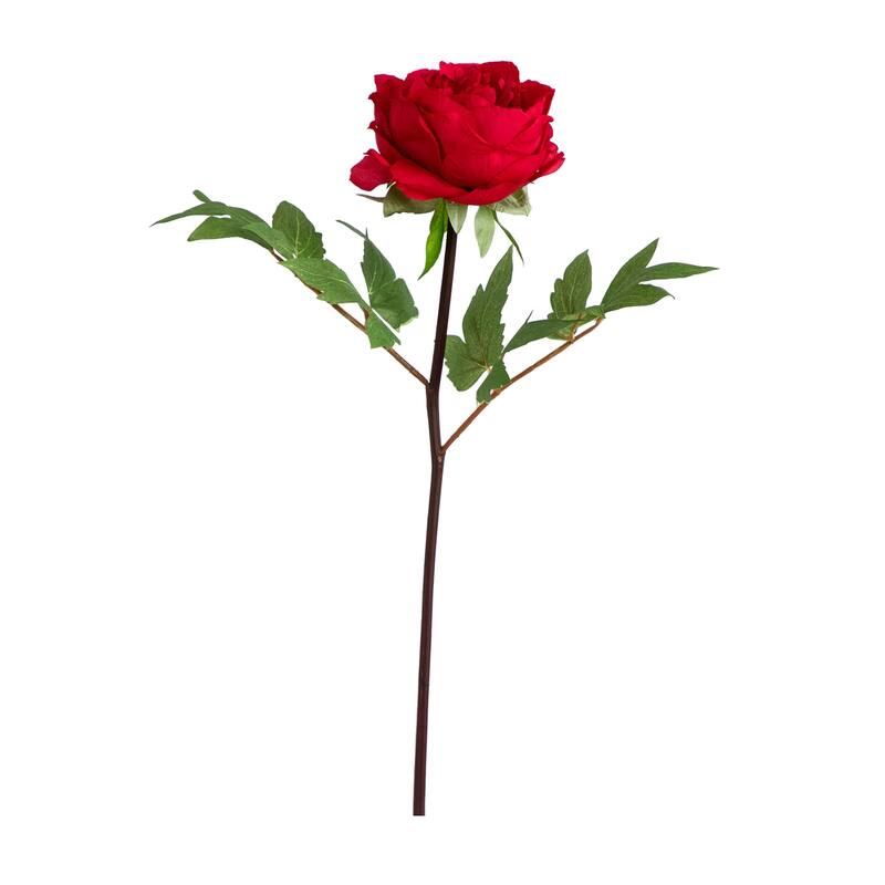 Artificial Peony Floral Stem Sprays - 20" - Set of 3 - Red