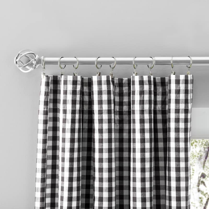 Checkmate Cotton Rod Pocket Tailored Curtain Pair w/Tiebacks or Tailored Valance