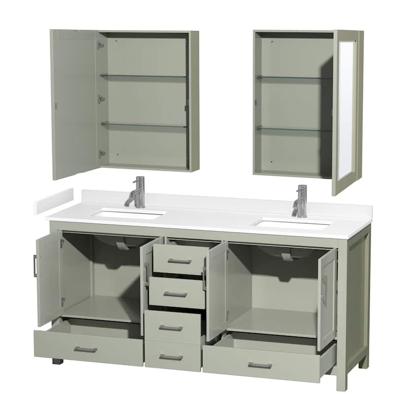 Wyndham Collection Sheffield 72" Double Bathroom Vanity, Carrara
