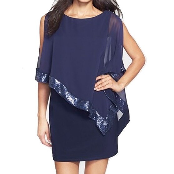 xscape capelet sheath dress