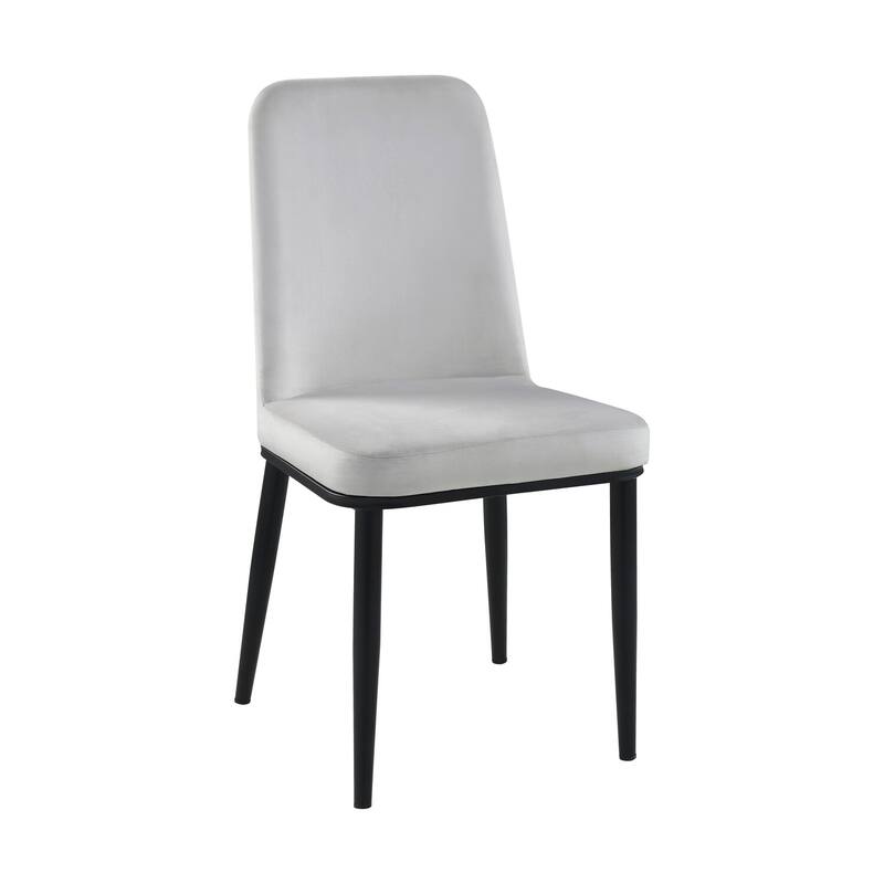 Black/Gray Velvet Upholstered Metal Frame Dining Chair, Set of 2, Sturdy Dining Chair for Dining Rooms - 15.5