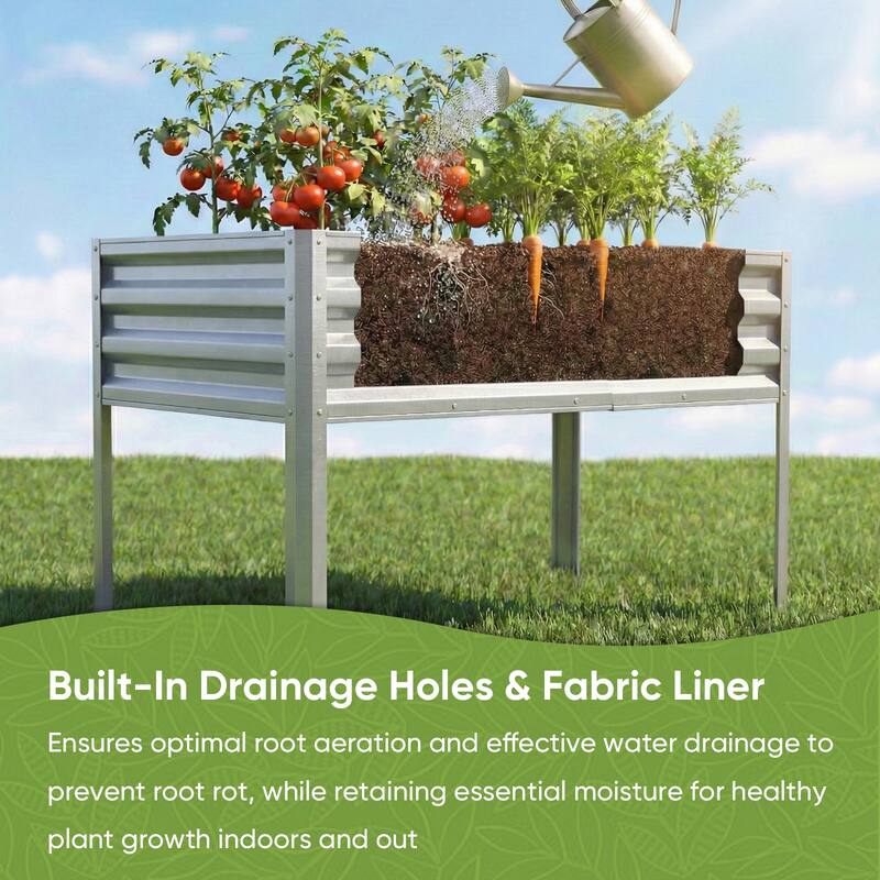 Pocassy Outdoor Metal Raised Garden Bed Planter Box for Vegetables.
