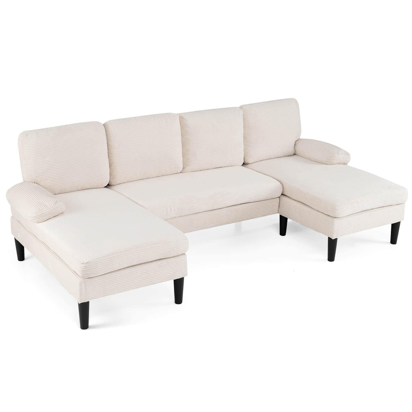 Costway Sectional Couch, U-shaped Sofa with Double Chaise, Padded - See Details