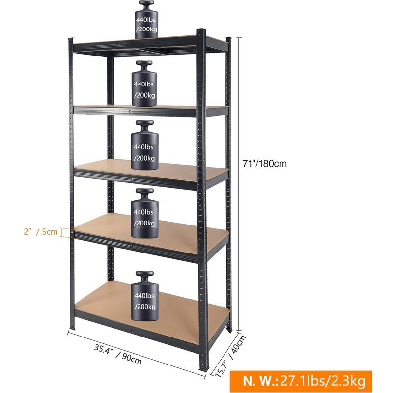 Anmytek Heavy Duty Adjustable Storage Shelf Metal Frame Garage Pantry Kitchen Shelving Unit