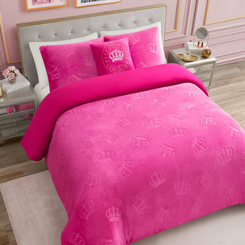 Juicy Couture Embossed Plush Crown Comforter Sets