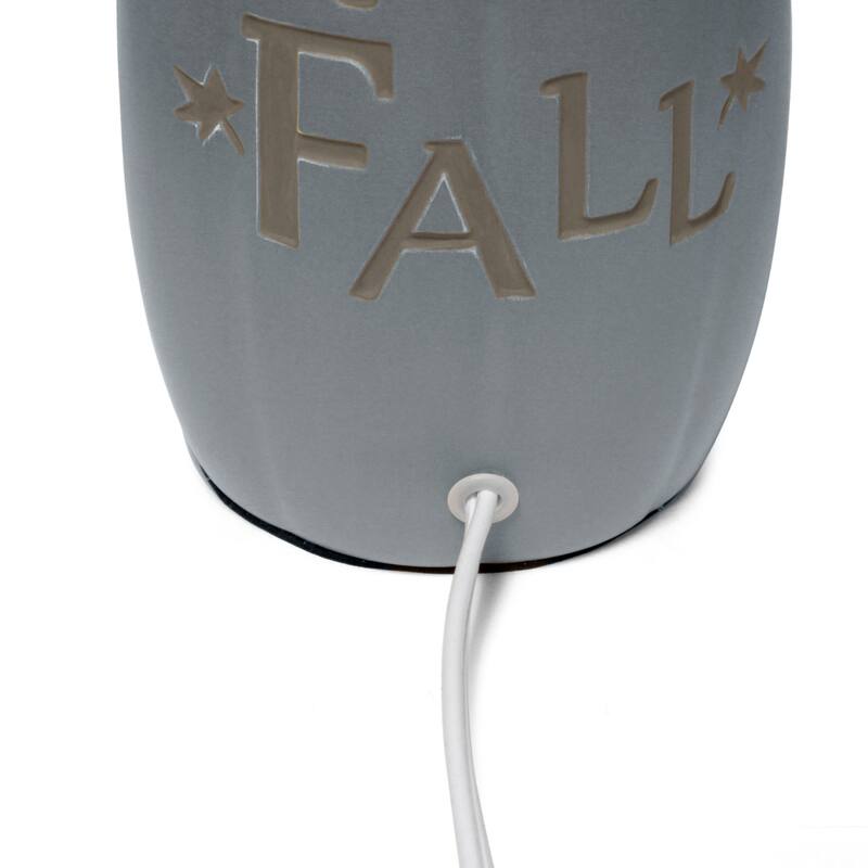 Pumpkin Base Hello Fall Table Lamp with White Drum Shade - 17.75" - Gray