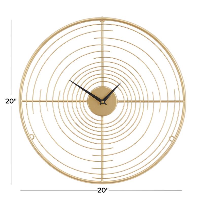 Metal Open Frame Swirl Decorative Wall Clock - Gold - Roche River Decor