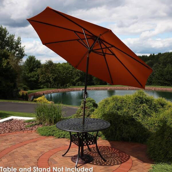 Shop Black Friday Deals On Sunnydaze 9 Outdoor Patio Umbrella Fade Resistant W Auto Tilt Rust Orange Overstock 28546995