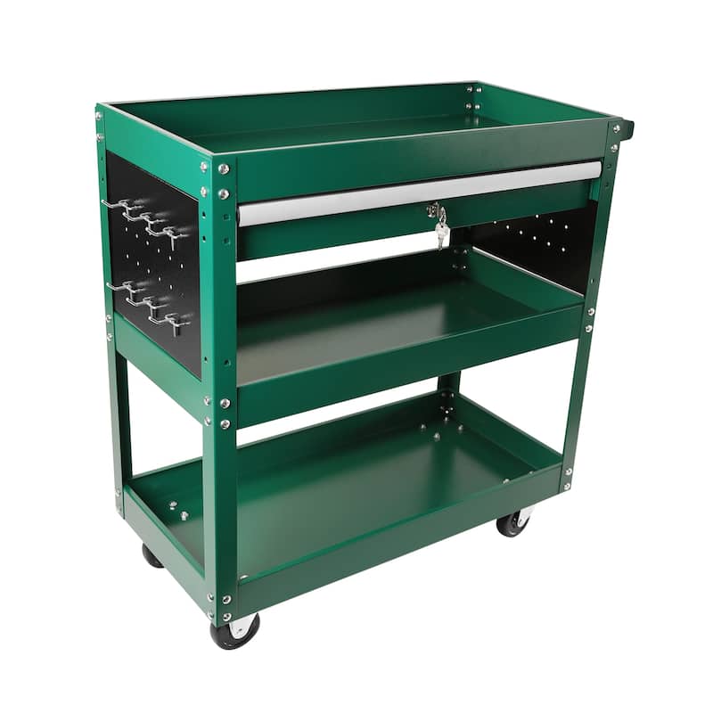 3-Tier Rolling Tool Cart, Heavy Duty Cart Tool Organizer with Drawer