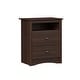 preview thumbnail 9 of 15, Prepac Fremont 2 Drawer Nightstand: Elegant Bedroom Furniture, Bedside Table with Open Shelf, Espresso
