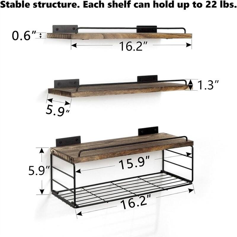 Floating Bathroom Shelves Over Toilet - 5.9"D x 16.2"W x 5.9"H