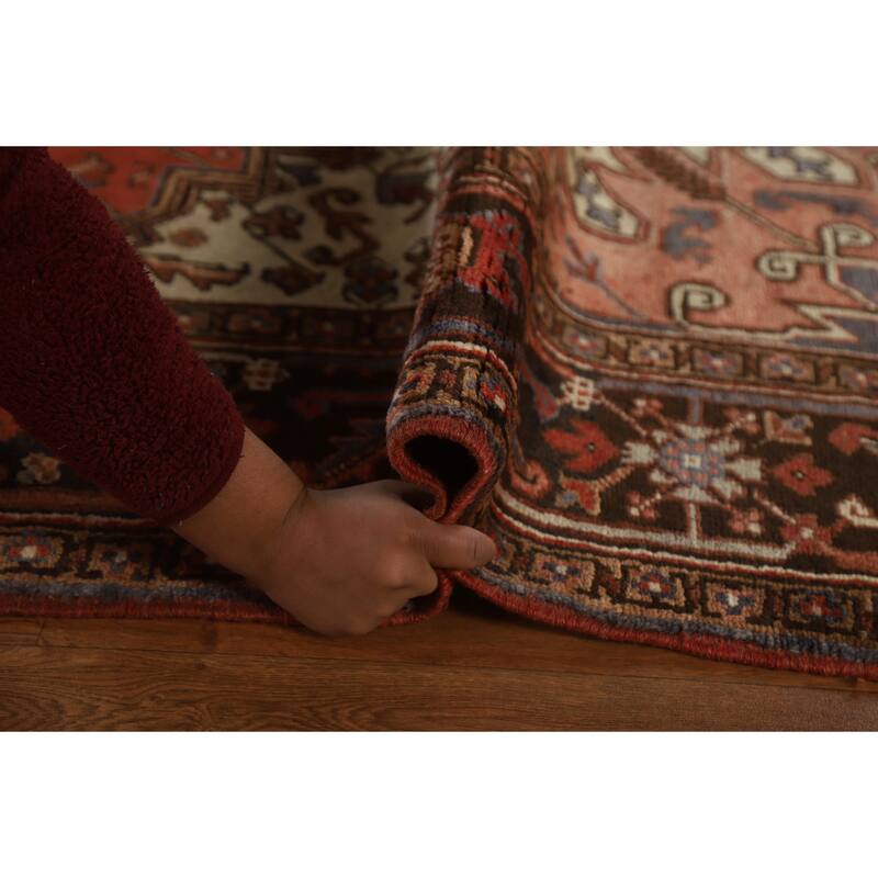 Traditional Geometric Heriz Persian Area Rug Hand-knotted Wool Carpet - 8'0" x 11'1"