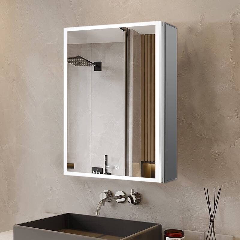 Mesa Surface-Mount LED Mirror Medicine Cabinet with Defogger - 20 in W x 32 in H
