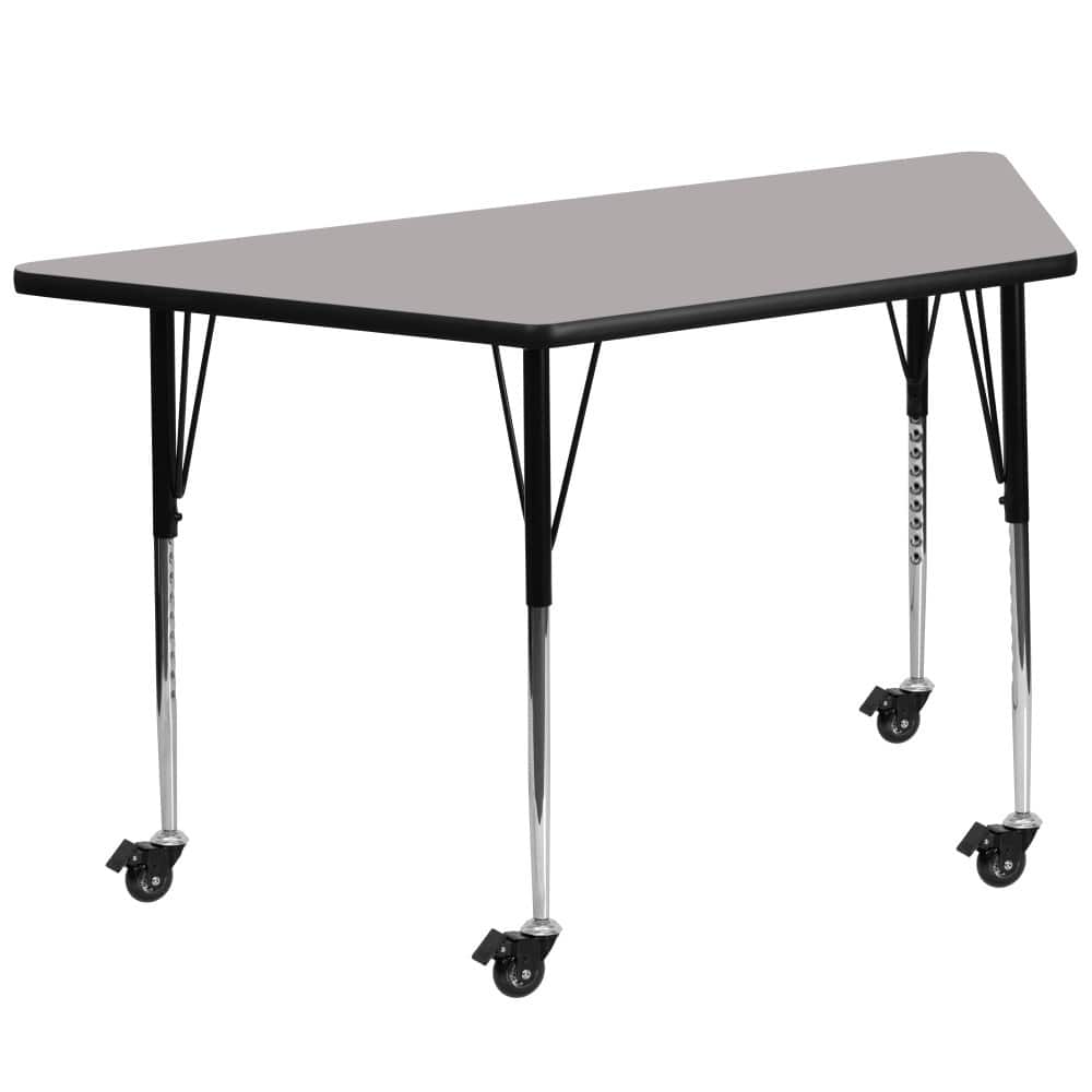 Mobile 22.5''W x 45''L Trapezoid HP Laminate Activity Table - Adjustable Legs