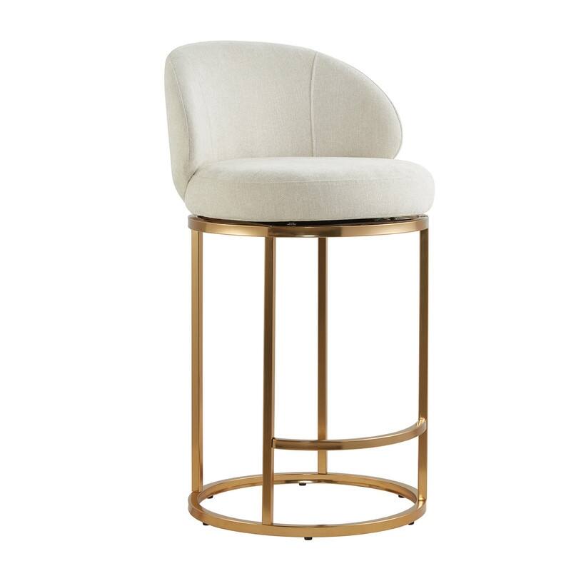 Spruce & Spring Chloe Upholstered Swivel Counter Bar Stool with Metal Frame and Arched Back