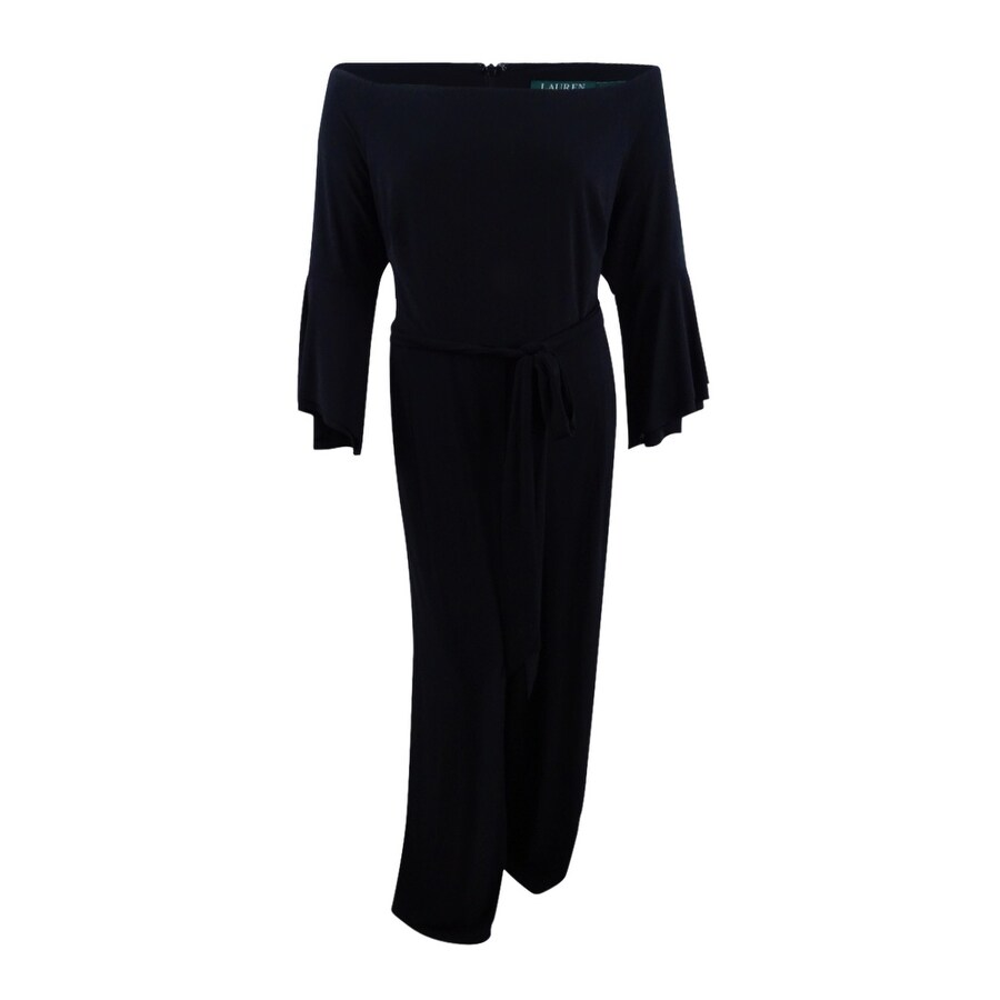 off the shoulder jersey jumpsuit