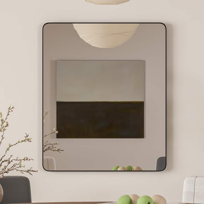 Eviva Harmony 36" x 30" Rectangular Black Metal Framed Mirror - N/A