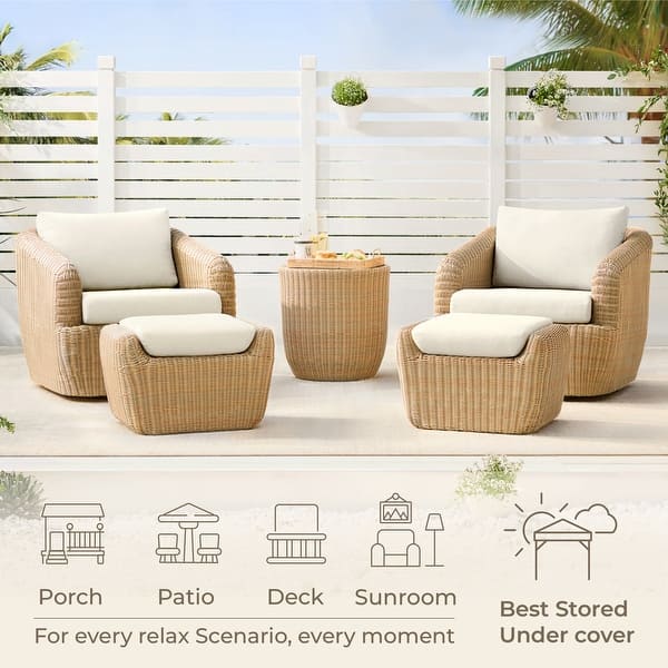 Spruce & Spring Patio Wicker Furniture Set Outdoor Rattan Bistro Set. - On Sale - Bed Bath & Beyond