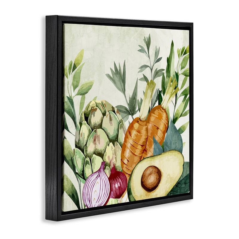 Stupell Organic Vegetable Harvest Framed Floater Canvas Wall Art Design By Kim Allen