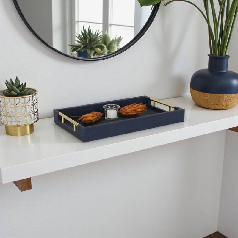 Lusan Faux Shagreen Tray with Handles